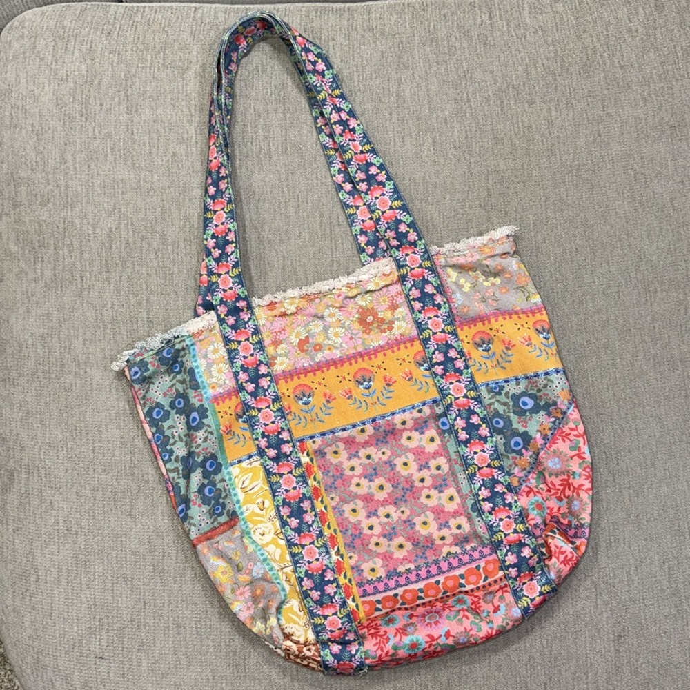 Tote Bag Colorful Patchwork Pattern Hand Bag Beac… - image 3